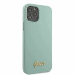 Guess® Silicone Metal Logo Script Hard Case for iPhone 12 Pro Max Blue
